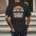 Vintage March 2001 21 Years Old Fishing Lover 21St Birthday Mens Back Print T-shirt Gifts for Men