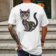 Cute Sugar Skull Mexican Cat Halloween Day Of The Dead Mens Back Print T-shirt Gifts for Men