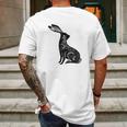 Hare Lino Print Hare Mad March Animal Mens Back Print T-shirt Gifts for Men