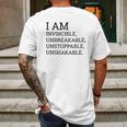 I Am Invincible Unbreakable Unstoppable Unshakable Mens Back Print T-shirt Gifts for Men