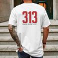 Made In Detroit 313 Area Code Pride Mens Back Print T-shirt Gifts for Men