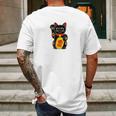 Magic Black Maneki Neko Money Beckoning Lucky Cat Mens Back Print T-shirt Gifts for Men