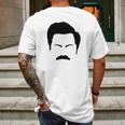 Parks And Rec Fans Ron Swanson Mustache Face Silhouette Mens Back Print T-shirt Gifts for Men