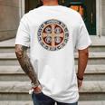 The Saint Benedict Medal Catholic Mens Back Print T-shirt Gifts for Men