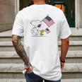 Snoopy And Woodstock Holding American Flag 4Th Of July Mens Back Print T-shirt Gifts for Men