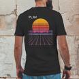 80S Grid Sunset Vaporwave Synthwave Outrun Mens Back Print T-shirt Funny Gifts