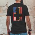 Burned Upside & Down Cross American Flag Satanism Mens Back Print T-shirt Funny Gifts