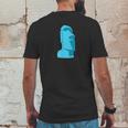 Hawaiian Luau Blue Moai Easter Island Tiki Mens Back Print T-shirt Funny Gifts