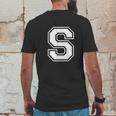 Letter S Capital Alphabet College Varsity Monogram Club Mens Back Print T-shirt Funny Gifts