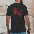 Red Chinese Firedrake Dragon Print Art Wear Mens Back Print T-shirt Funny Gifts