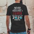 Never Underestimate Who Survived The Pandemic Carer Mens Back Print T-shirt Funny Gifts