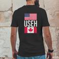 Useh American Pride Us Flag Canadian Flag Gift Canada Mens Back Print T-shirt Funny Gifts