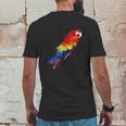 Watercolour Colourful Scarlet Macaw Parrot Bird Painting Mens Back Print T-shirt Funny Gifts