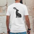 Hare Lino Print Hare Mad March Animal Mens Back Print T-shirt Funny Gifts