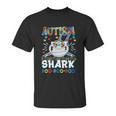 Autism Shark Doo Doo Doo Autism Awareness Puzzle Pieces Graphic Design Printed Casual Daily Basic Unisex T-Shirt