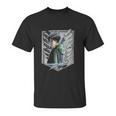 Black Haired Male Anime Character Eren Yeager Mikasa Ackerman Attack On Titan Unisex T-Shirt