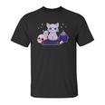 Cute Kawaii Pastel Goth Cat Witch Purple Halloween Art Unisex T-Shirt