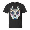 Dog Sugar Skull Dia De Los Muertos Pit Bull Day Of The Dead Unisex T-Shirt