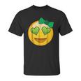 Emoji Saint Patricks Day Girls Green Heart Eyes Bow Unisex T-Shirt