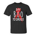 Funny Halloween Say Boo To Drugs Awareness Red Ribbon Unisex T-Shirt