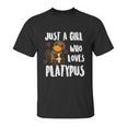 Just A Girl Who Loves Platypus Funny Platypus Costume Graphic Design Printed Casual Daily Basic Unisex T-Shirt