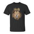 Lion Head Golden Crown Art Canvas King Unisex T-Shirt