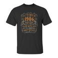 Vintage 1986 October 36 Years Old 36Th Birthday Gift Unisex T-Shirt