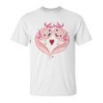 Axolotl Amphibian Love With Heart Valentine Unisex T-Shirt