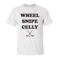 Campus Apparel Wheel Snipe Celly Funny Hockey Dangles Score Celebration Unisex T-Shirt