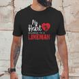 My Heart Belongs To A Electric Cable Lineman Unisex T-Shirt Gifts for Him