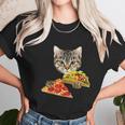 Cat Eating Taco And Pizza Shirt Funny Kitty By Zany Brainy Unisex T-Shirt Gifts for Her