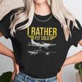 Distressed I Rather Fly Solo Funny Airplane Pilot Unisex T-Shirt Gifts for Her