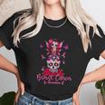 Funny Ribbon Like A Girl Sugar Skull Fight Breast Cancer Awareness Graphic Design Printed Casual Daily Basic Unisex T-Shirt Gifts for Her