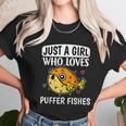 Just A Girl Who Loves Puffer Fishes Cute Puffer Fish Costume Graphic Design Printed Casual Daily Basic Unisex T-Shirt Gifts for Her