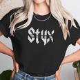 Styx 1972 American Rock Band White Distressed Logo On Black Unisex T-Shirt Gifts for Her