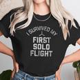 I Survived My First Solo Flight Funny New Pilot Gift Unisex T-Shirt Gifts for Her