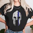 Thin Blue Line Spartan Helmet Unisex T-Shirt Gifts for Her