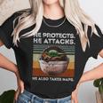 Vintage Baby Yoda He Protects He Attacks He Also Takes Naps Shirt Unisex T-Shirt Gifts for Her