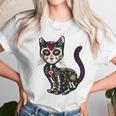 Cute Sugar Skull Mexican Cat Halloween Day Of The Dead Unisex T-Shirt Gifts for Her