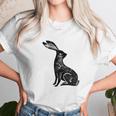 Hare Lino Print Hare Mad March Animal Unisex T-Shirt Gifts for Her