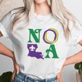 Nola New Orleans Louisiana Mardi Gras Beads Fleur De Lis Lily Unisex T-Shirt Gifts for Her