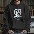 1969 Barracuda Grill View With Year Faded Look Charcoal Grey Hoodie Gifts for Her