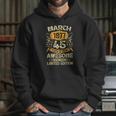 45 Years Old Vintage March 1977 45Th Birthday Hoodie Gifts for Her