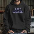 Charlie Hustle Unisex Vintage Grey I Love College Hoodie Gifts for Her