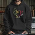 One Love Treble Bass Clef Heart Reggae Musician Hoodie Gifts for Her