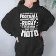 Les Garcons Jouent Au Football Les Hommes Jouent Au Rugby Es Les Dieux Font De La Moto Hoodie Gifts for Women