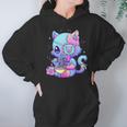 Pastel Goth Aestic Kawaii Creepy Cat Eating Ramen Noodles Hoodie Gifts for Women