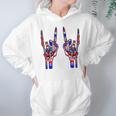 Rock On Rock Star Skeleton Hands Tie Dye 4Th Of July Hoodie Gifts for Women