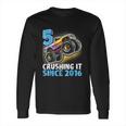 5 Crushing It Since 2016 Monster Truck 5Th Birthday Gift Boy Long Sleeve T-Shirt