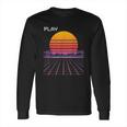 80S Grid Sunset Vaporwave Synthwave Outrun Long Sleeve T-Shirt